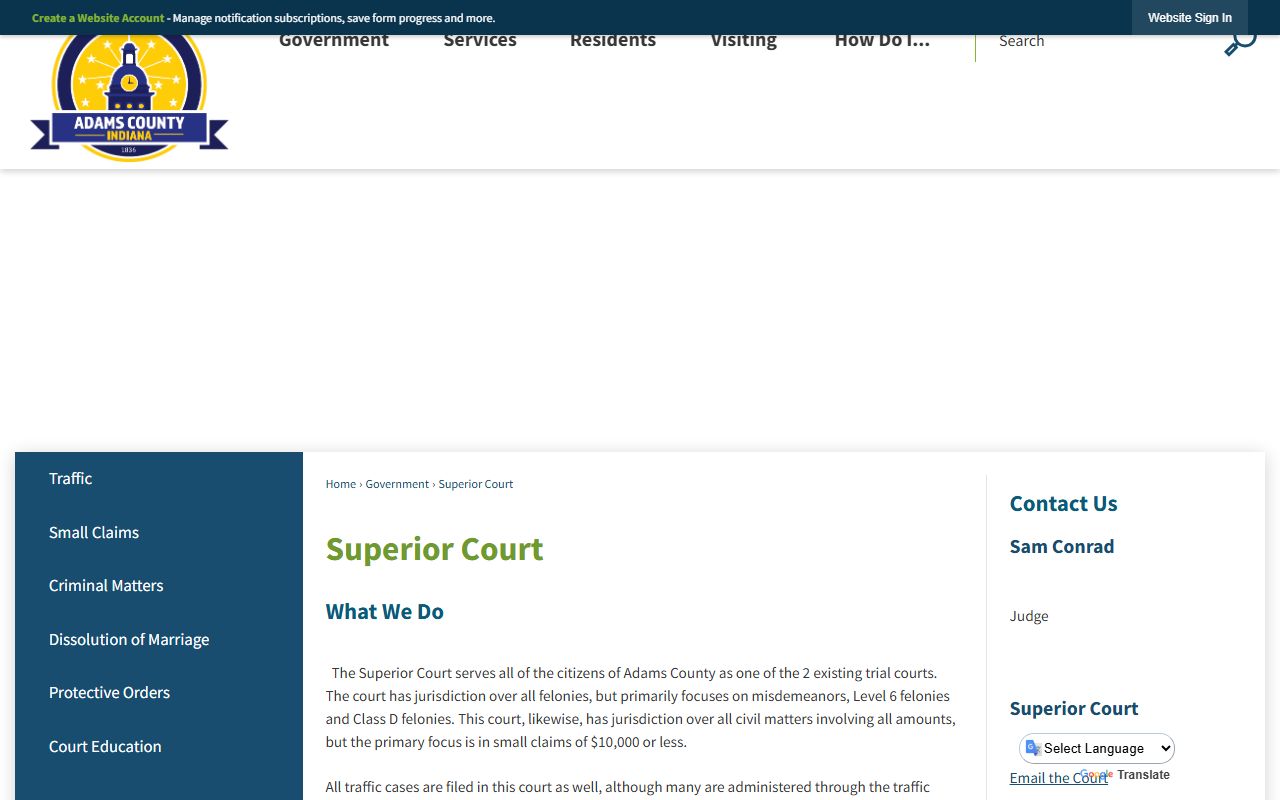 Adams County Superior Court records and jurisdiction