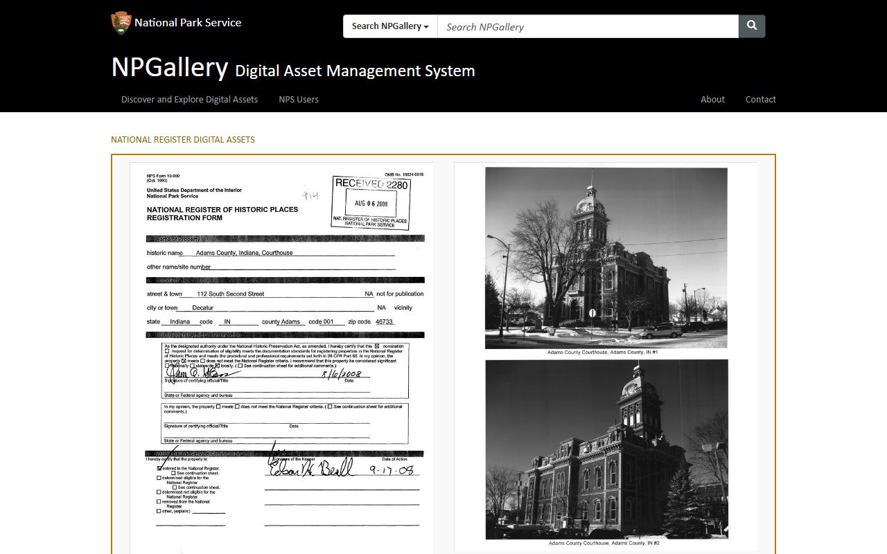 Adams County court records National Park Service courthouse record