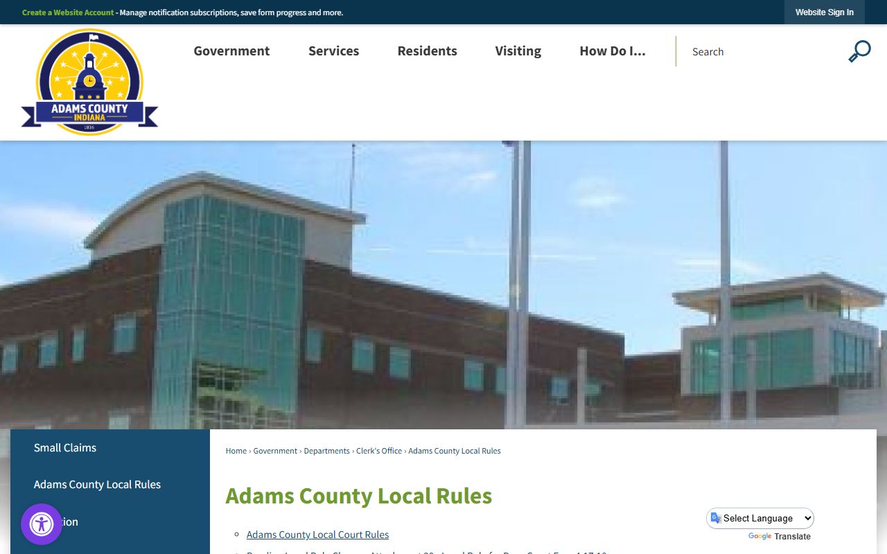 Adams County local rules page for probate record procedures